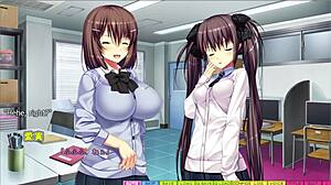 Ayane's lust burns in Tenioha 2 part 3. She sucks cock hard in the bathroom.