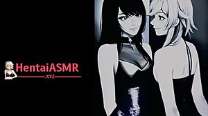 Hentai ASMR Kissing with Lesbian Lovers in Action