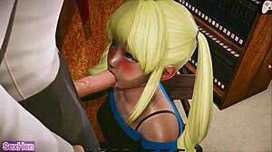 That new teacher hentai games p4 shows horny naked girl riding cowgirl in bathroom creampie