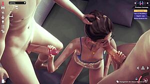 hey that brunette is getting fucked hard on the bed in 3d anime