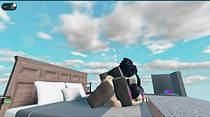 White slut takes big black cock fucking in Roblox