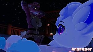 VRChat Draco 吸吮并操 Alolan Vulpix 在恶魔怪物动作中