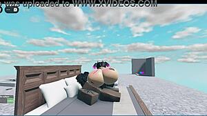 White slut takes big black cock fucking in Roblox