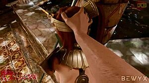 Prim Rose gets fucked doggystyle in bath house with big tits redhead nipples and ass in hentai animation