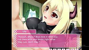 Succubus Lily squeezes tits around cock in titfuck