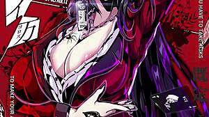 Jabami Yumeko dominates with a leash in cuckold hentai femdom humiliation game
