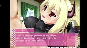 Succubus Lily squeezes tits around cock in titfuck