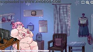 she gently massages her own cute erotic tits and boobs in anime hentai till they start milking out softly