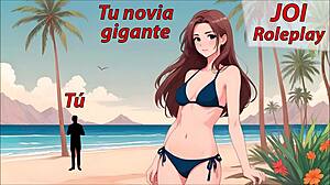I’m hooked on this giant woman JOI hentai roleplay. Audio in Spanish makes the fetish instructions so real!