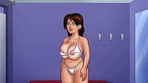 Summertime Saga features a busty milf flaunting her sexy body in new bikinis for a hot show.