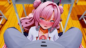 Kirara delivering intense fellatio in 3D anime action