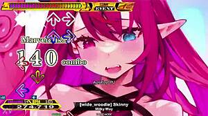 Ddr chart features skinny dancer with big tits nipples