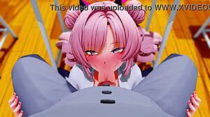 Kirara delivering intense fellatio in 3D anime action