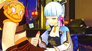 Ayaka and Aether in steamy private encounter
