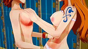 One Piece lesbian selfcest with Nami dominating Nami