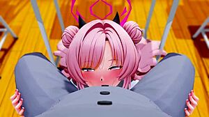 Kirara delivering intense fellatio in 3D anime action