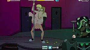 Fuckerman与胖BBW双性人在俱乐部脱衣舞模仿中舞蹈！