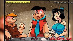 The Flintstones crew dives into a wild orgy at the poker table in this anime hentai parody