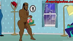 Anime Gay Black Studs in Wild Orgy Action