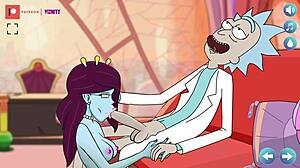 Rick and Morty parody features flashing aliens and villains in lewd universe.