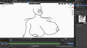 personally sketching big tits ebony character in blender for animation