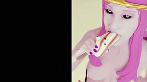 princess bubblegum enjoys a massive blowjob in this anime scene