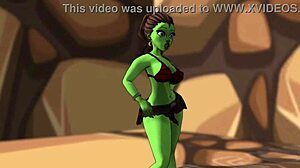 A green fat big booty alien steps from portal for interracial bbc sex