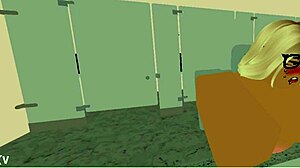 School Nerd Gives Blowjob and Gets Fucked in Bathroom! Big Ass and Tits in Action?