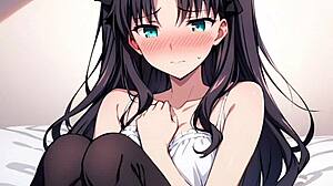 哇，Rin Tohsaka穿着内衣传教士位骑我，Fate Stay Night汉蒂里超级爽...