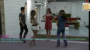 In this tale, the blonde wife and brunette stepmom explore their big asses and tits.