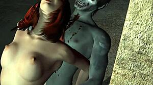 Emotional Rough Zombie Sex Leaves 3D Cartoon Redhead Babe Craving More