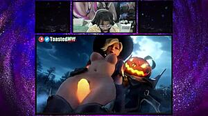 big breast miyabi rides cowgirl style while jill gets taken from behind, mercy works reaper’s rod, and petite judy joins in!