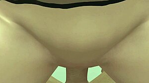 big booty slut rides huge cock with buttplug in wild 3d animation