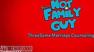 A family guy parody turns into petite threesome with big cock interracial action. Black guy kisses and doggystyles tight pussy for intense fun.