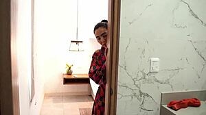 Big Ass Stepmom Seduces Skinny Stepson After Shower Snooping