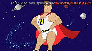 卡通英雄在同性恋动作中给屁股。英雄们在令人惊讶的Hentai动漫邂逅中冲突。