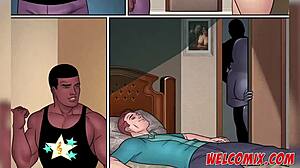 Wife cheating with big black guy in bed while husband sleeps after bbq party 😈