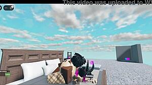 In the shadowy Roblox world, a desperate whore encounters a massive black cock for intense fucking. She takes every thrust eagerly