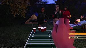 wow, 18 year old brunette strips nude after losing pong at wild college bash!