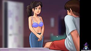 Mia in outfit takes her first big dick from giant in femdom manga game - huge monster cock doggystyle creampie.