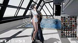 i feel so rough tying up that pantyhose girl in bondage for the swordxhime enemy 87 game scene