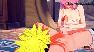 Naruto Hentai Video Featuring Sakura Haruno In Costume Giving Handjob And Pussy Rubbing Until Naruto Cums Twice.