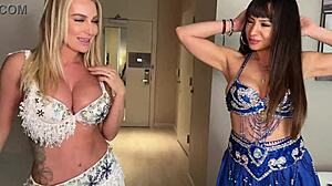Unsatisfied belly dancing lessons turned into wild milf blowjob with huge big ass naked whore in tight pussy action