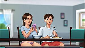 brunette with big tits spreads ass for erotic action in summertime saga 31