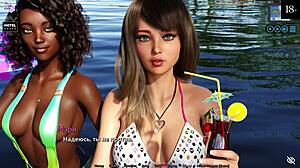 Sunshine Love Part 7 gameplay features a sexy blonde milf riding a huge cock.