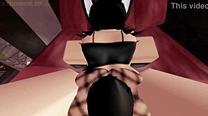 In Roblox, the goth bunny girl gets fucked hard in doggystyle.