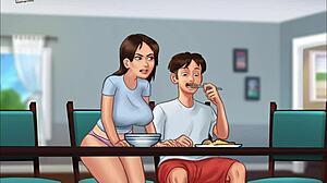 brunette with big tits spreads ass for erotic action in summertime saga 31