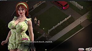 Curvy babe in sexy outfit teases with big tits and roleplay before sucking cock in 3d visual novel