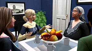 Sims 4 Explores Forbidden Fantasies with Granny and Shemale Group Handjobs