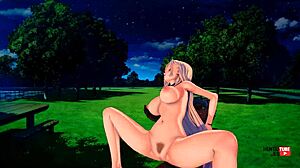 Marin Kitagawa gets assfucked and creampied in the park in this 3D hentai video